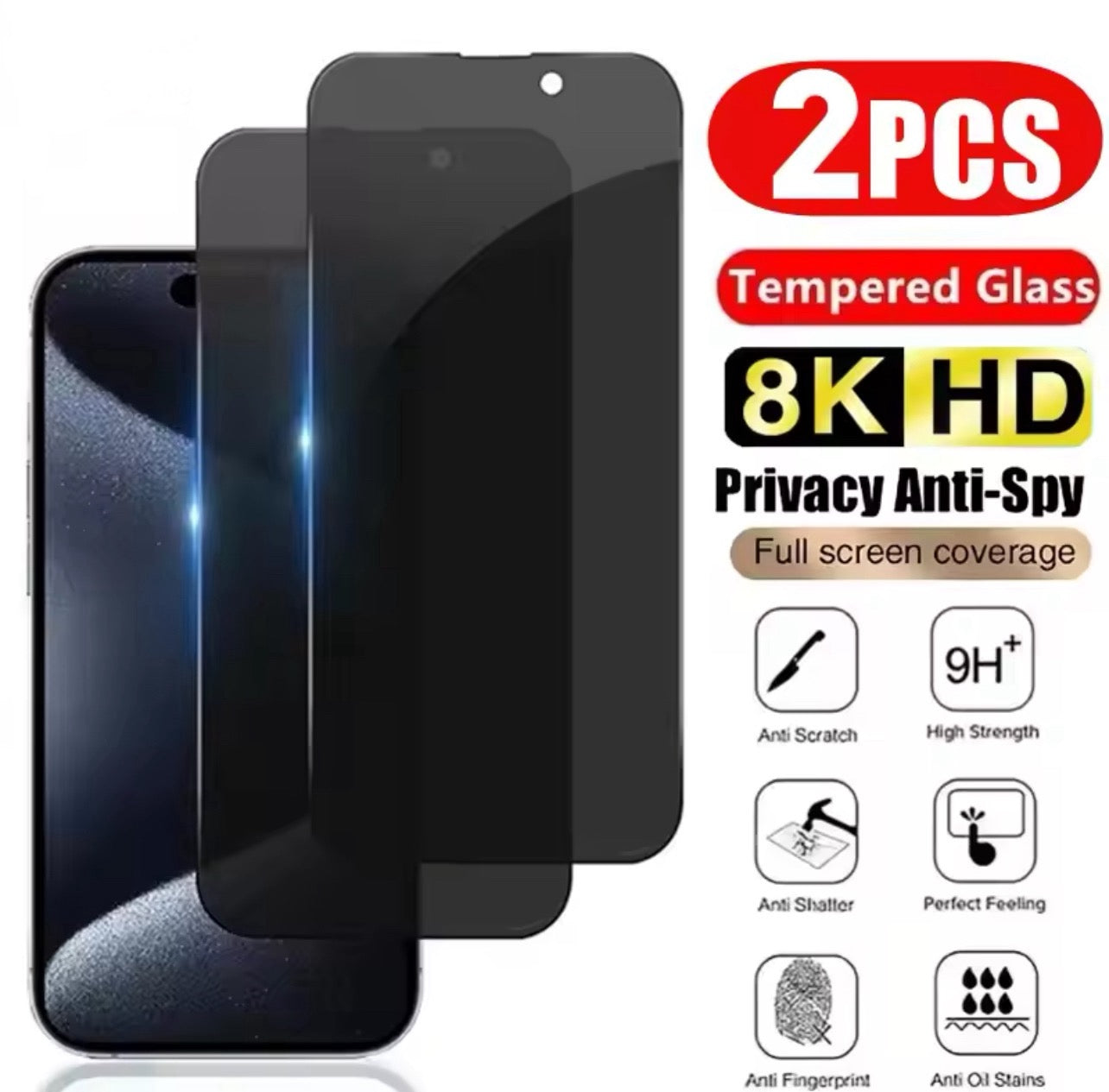PJun Branded Full Coverage 9H ShatterProof Privacy Glass Screen Protector 2pcs- for Apple iPhone 16 Series PJun Branded Full Coverage 9H ShatterProof Privacy Glass Screen Protector 2pcs- for Apple iPhone 16 Series